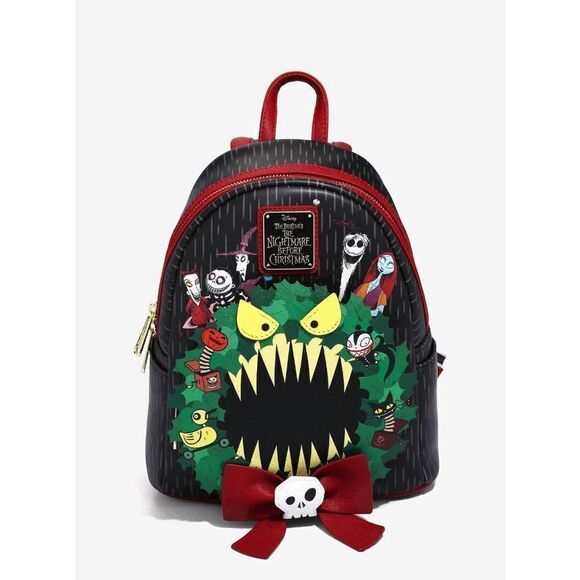 Loungefly Disney Nightmare Before Christmas Wreath and Character Cast Backpack